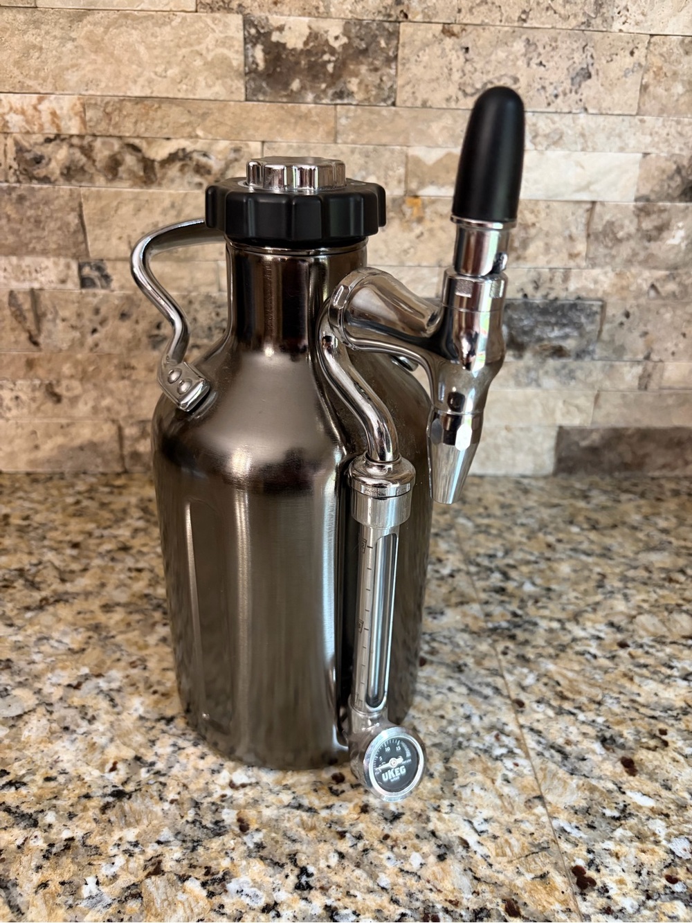 Stainless Steel uKeg Growlerwerks Nitro with Tap and Gauge - Metallic Gray